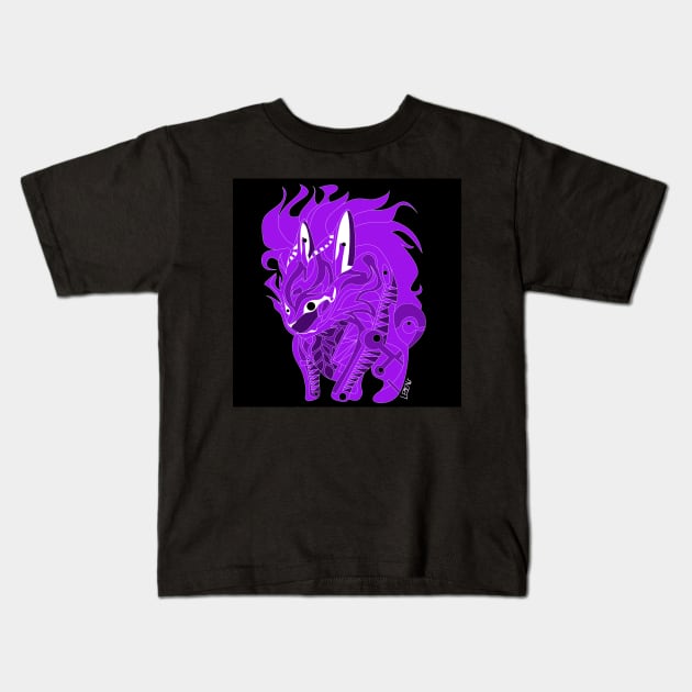 esquilax rabbit hunger of fire ecopop kaiju beast art in black purple Kids T-Shirt by jorge_lebeau